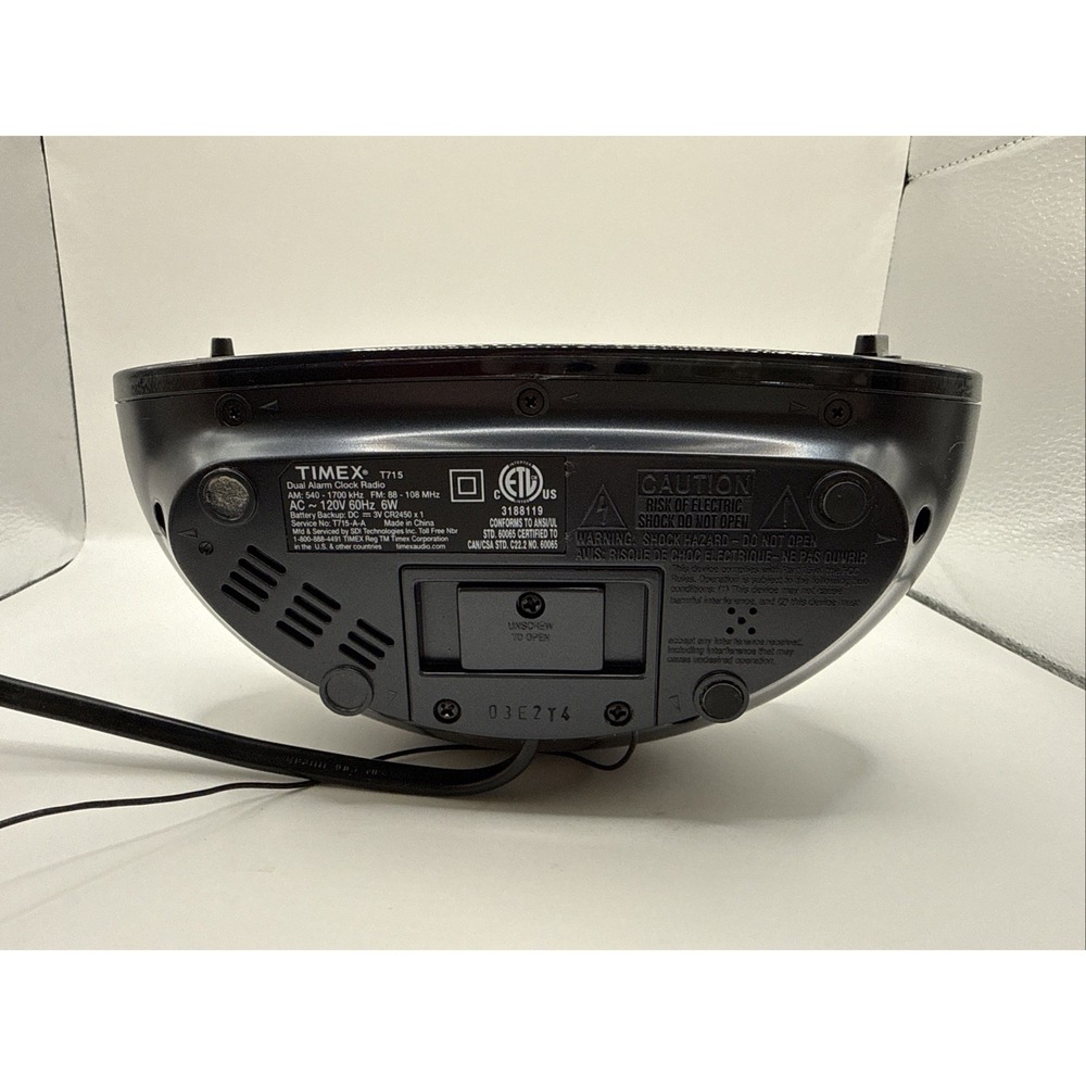 Timex XBBU T715 Redi-Set Dual Alarm Clock AM/FM Radio Large Red Digital Display - Picture 6 of 9